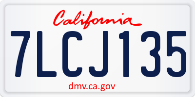 CA license plate 7LCJ135