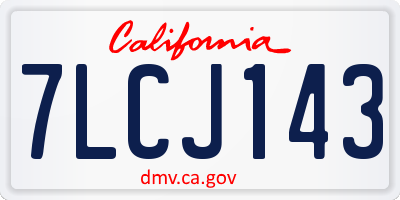CA license plate 7LCJ143