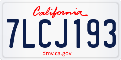 CA license plate 7LCJ193