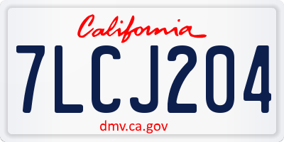 CA license plate 7LCJ204