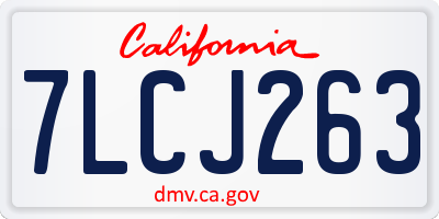 CA license plate 7LCJ263
