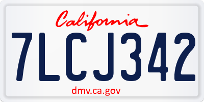 CA license plate 7LCJ342