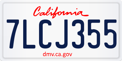 CA license plate 7LCJ355