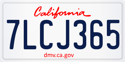 CA license plate 7LCJ365