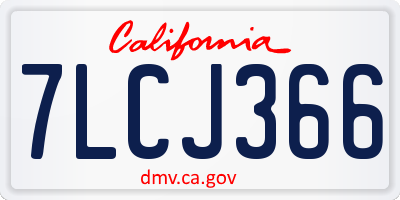 CA license plate 7LCJ366