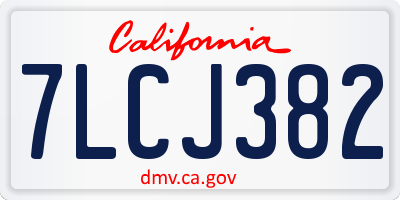 CA license plate 7LCJ382