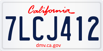 CA license plate 7LCJ412
