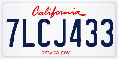 CA license plate 7LCJ433