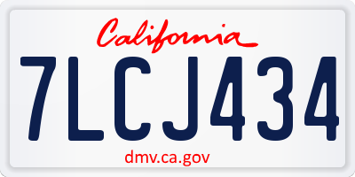 CA license plate 7LCJ434