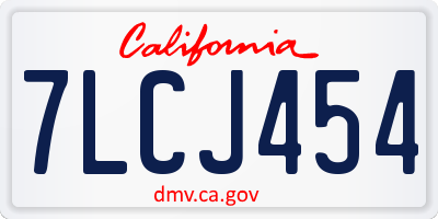CA license plate 7LCJ454