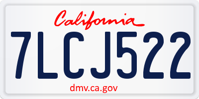 CA license plate 7LCJ522