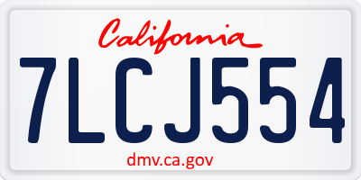 CA license plate 7LCJ554