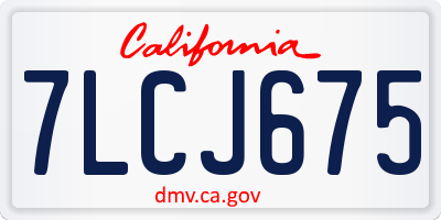 CA license plate 7LCJ675