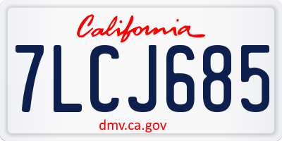 CA license plate 7LCJ685