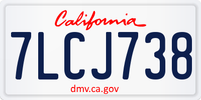 CA license plate 7LCJ738