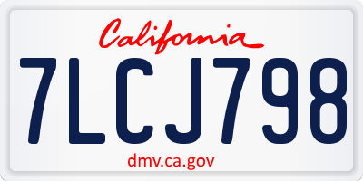 CA license plate 7LCJ798