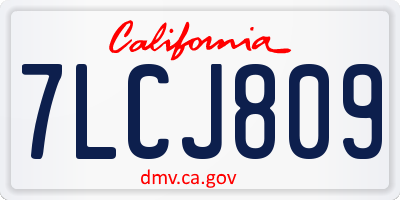 CA license plate 7LCJ809