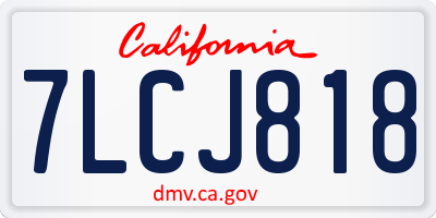 CA license plate 7LCJ818