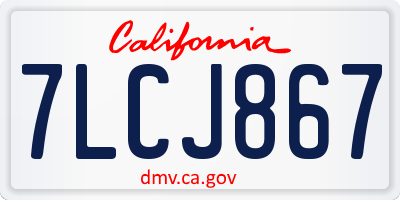CA license plate 7LCJ867