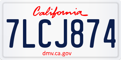 CA license plate 7LCJ874