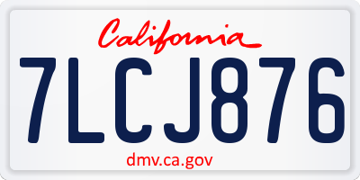 CA license plate 7LCJ876