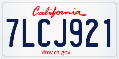 CA license plate 7LCJ921