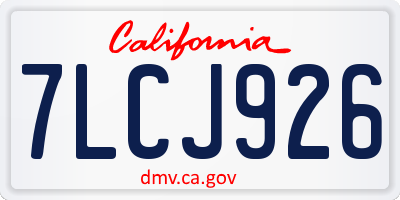 CA license plate 7LCJ926