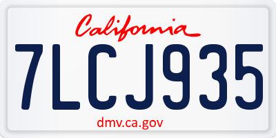 CA license plate 7LCJ935