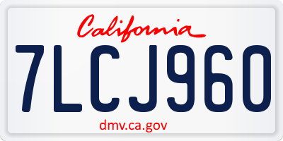 CA license plate 7LCJ960