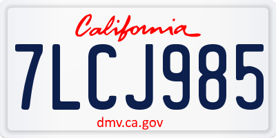 CA license plate 7LCJ985