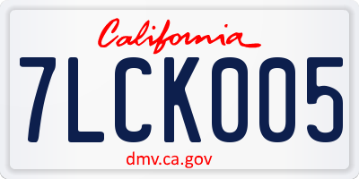 CA license plate 7LCK005