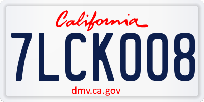 CA license plate 7LCK008