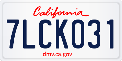 CA license plate 7LCK031