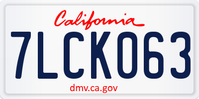 CA license plate 7LCK063