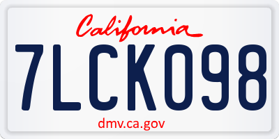 CA license plate 7LCK098