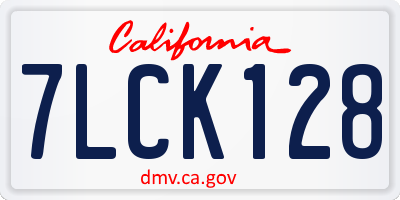 CA license plate 7LCK128