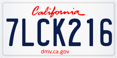 CA license plate 7LCK216
