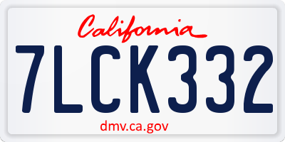 CA license plate 7LCK332