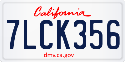 CA license plate 7LCK356