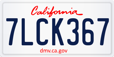 CA license plate 7LCK367