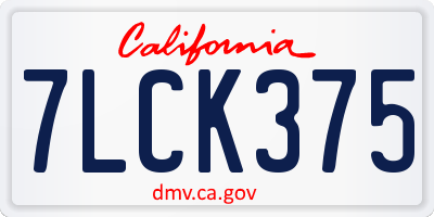 CA license plate 7LCK375