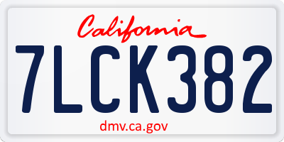 CA license plate 7LCK382