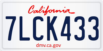 CA license plate 7LCK433
