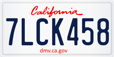 CA license plate 7LCK458