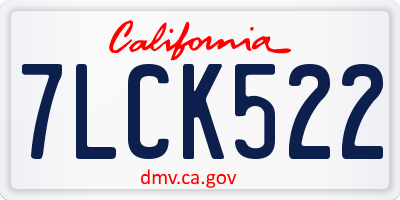 CA license plate 7LCK522