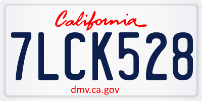 CA license plate 7LCK528