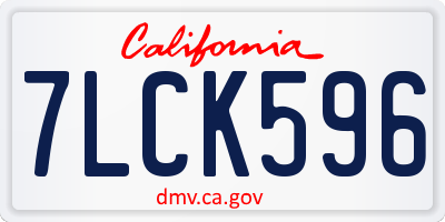 CA license plate 7LCK596