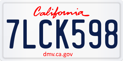 CA license plate 7LCK598