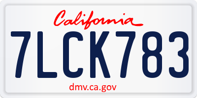 CA license plate 7LCK783
