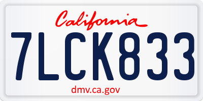 CA license plate 7LCK833